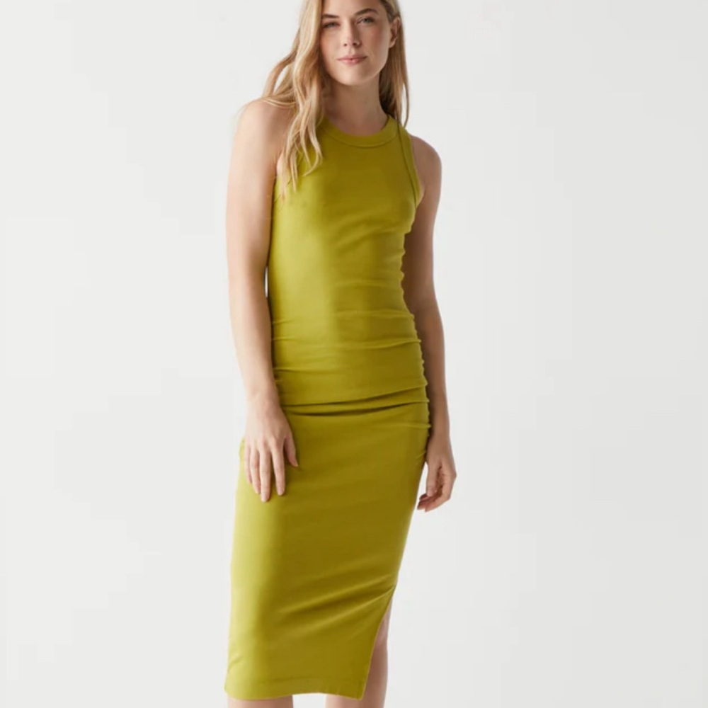 Michael Stars Wren Ribbed Midi Dress -Snow Pea